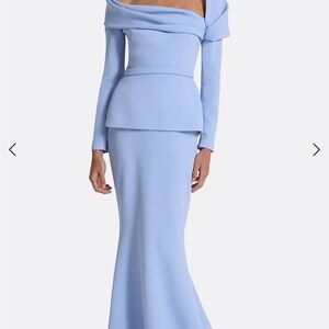 Elegant Long Sleeve Blue Dress